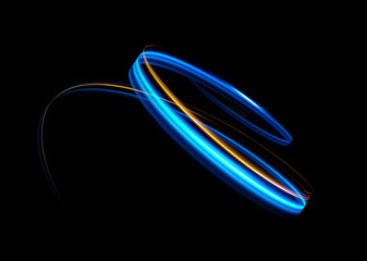 Glow effect. Ribbon glint. Abstract rotational border lines. Power energy. LED glare tape. .Luminous shining neon lights cosmic abstract frame. Magic design round whirl. Swirl trail effect.