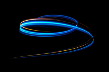 Glow effect. Ribbon glint. Abstract rotational border lines. Power energy. LED glare tape. .Luminous shining neon lights cosmic abstract frame. Magic design round whirl. Swirl trail effect.
