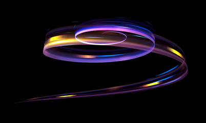 Glow effect. Ribbon glint. Abstract rotational border lines. Power energy. LED glare tape. .Luminous shining neon lights cosmic abstract frame. Magic design round whirl. Swirl trail effect.