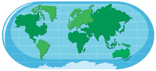 A Round World Map on White Background