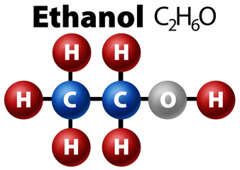 Obraz na płótnie Canvas Diagram molecule of ethanol