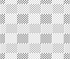 Simple black and white doted squares geo seamless pattern, vector