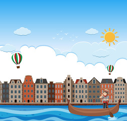 Fototapeta premium A Landscape of Venice and Gondola