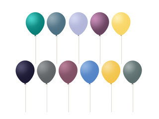 Multicolored transparent festive balloons on a white background.Isolated. Greeting card.