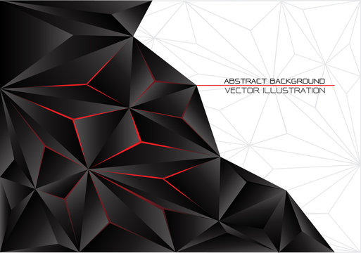 Abstract black triangle polygon red light with white gray line design modern futuristic background vector illustration.