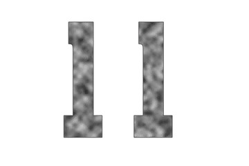 11 Number. Shiny silver textures for designers. White isolated. Percent and Discount Theme