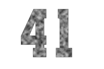41 Number. Shiny silver textures for designers. White isolated. Percent and Discount Theme