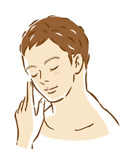 男性　表情　美容　スキンケア　伏し目