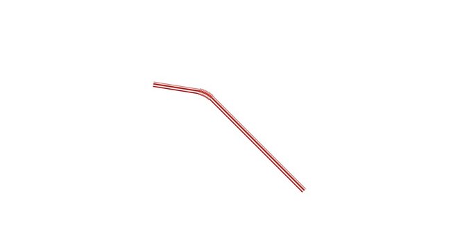 refusal of disposable plastic drinking straws in favor of reusable metallic drinking straw isolated on white background, stock video motion graphic animation in 4k resolution
