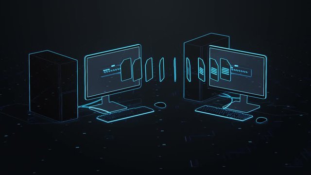 Files or data transferring process between two PCs. Backup, sharing files.