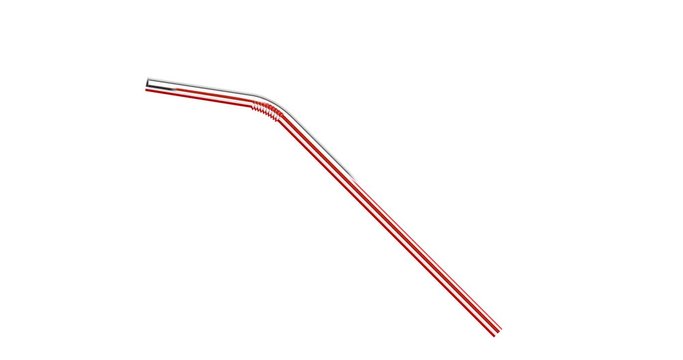 refusal of disposable plastic drinking straws in favor of reusable metallic drinking straw isolated on white background, stock video motion graphic animation in 4k resolution