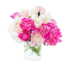 Beautiful peony bouquet isolated over white background