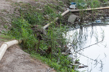 Waste water with the many garbage.