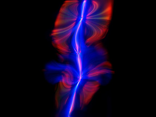 Unusual life form. Fluorescent deep-sea creature. Nature of deep ocean. .Underwater lighting. Abstract dynamic shape on black background. .Gentle distortions. Stylish fluids.