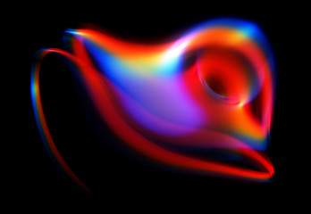 Unusual life form. Fluorescent deep-sea creature. Nature of deep ocean. .Underwater lighting. Abstract dynamic shape on black background. .Gentle distortions. Stylish fluids.