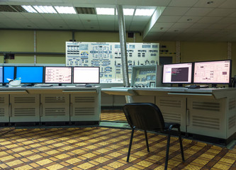 The central control room of nuclear power plant.