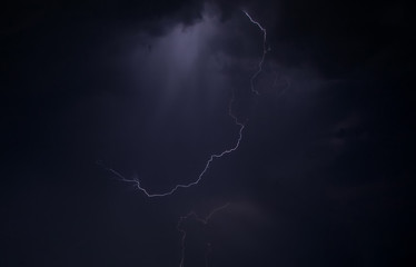 thunderstorm and lightning on a summer night over a sleeping city