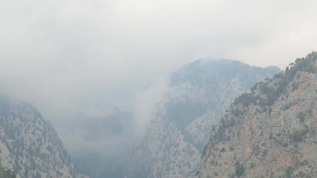 Beautiful cloudy scenic landscape. Taurus mountains in Turkey, Beldibi town area situated between Kemer and Antalya turkish cities.
