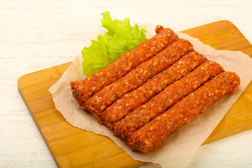 Raw beef sausages