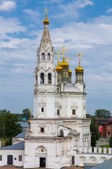 Fototapeta na wymiar White orthodox church. Verkhoturye, Russia.