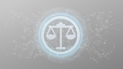 Technology justice icon on a circle isolated on a background 3d rendering