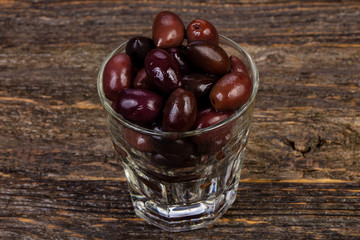 Black olives in the glass