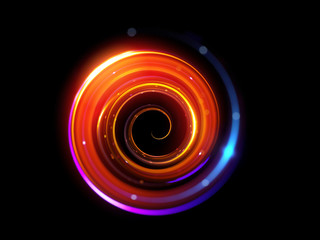 Glow effect. Ribbon glint. Abstract rotational border lines. Power energy. LED glare tape. .Luminous shining neon lights cosmic abstract frame. Magic design round whirl. Swirl trail effect.