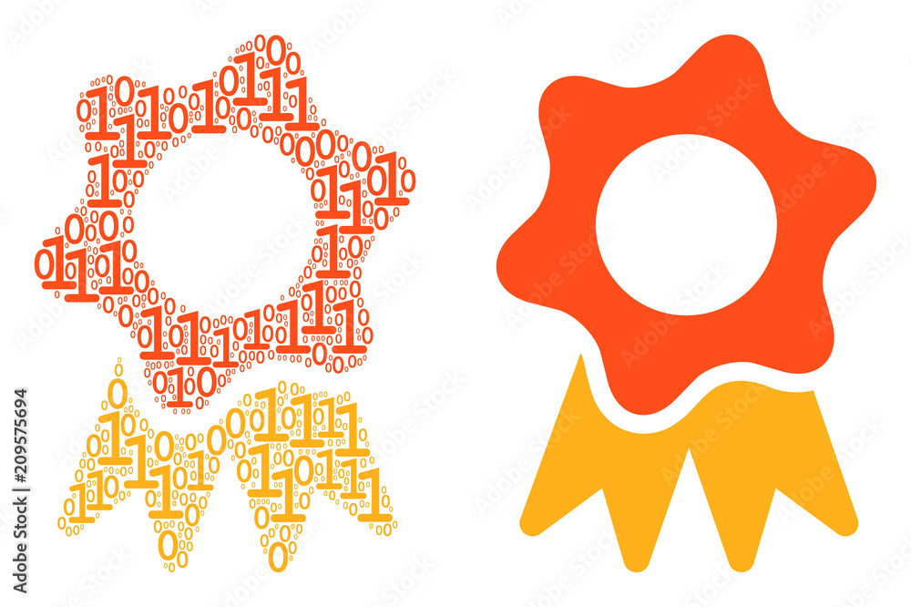 Aufkleber award collage icon of one and zero digits in randomized sizes. vector digital symbols are composed i