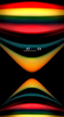 Abstract wave lines fluid rainbow style color stripes on black background. Artistic illustration for presentation, app wallpaper, banner or poster