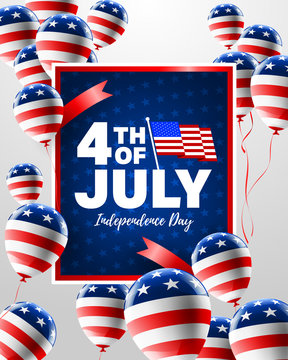 4th of July poster template.USA independence day celebration with American flag.USA 4 th of July promotion advertising banner template for Brochures,Poster or Banner.Vector illustration EPS 10