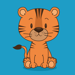 cute and little tiger character vector illustration design