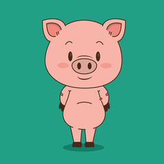 cute and little pig character vector illustration design