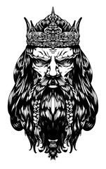 harsh old king with a crown