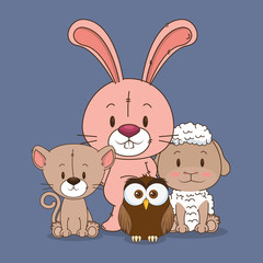 little and cute animals group vector illustration design