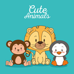 Obraz premium little and cute animals group vector illustration design