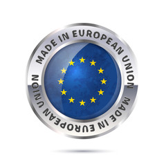 Glossy metal badge icon, made in European Union
