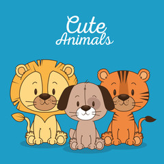 little and cute animals group vector illustration design
