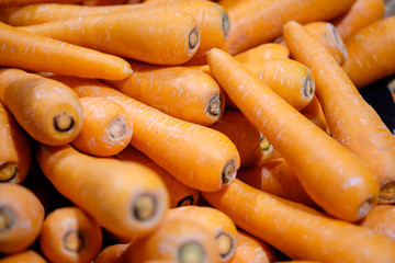 Pile of carrots in maket