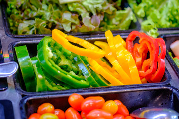 Bell peppers sliced in maket
