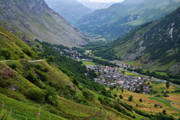 Fototapeta premium General view of Bonneval-sur-Arc commune in the Savoie department , Auvergne-Rhône-Alpes region in south-eastern France.