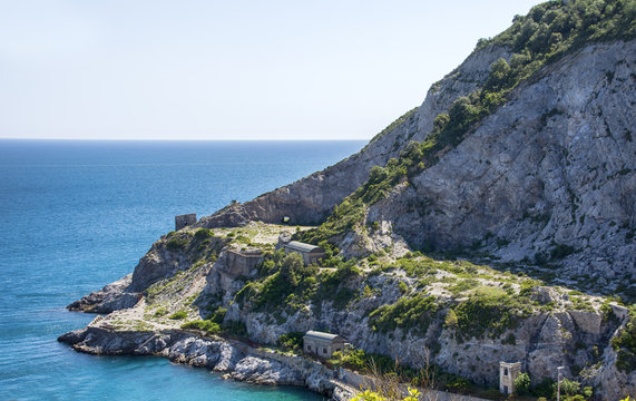 Old quarry near Erchie city, from Amalfi Coast, Italy