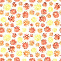 Seamless pattern made of elements for mulled wine, in watercolor style.