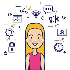 Obraz na płótnie Canvas avatar woman with social media marketing vector illustration design