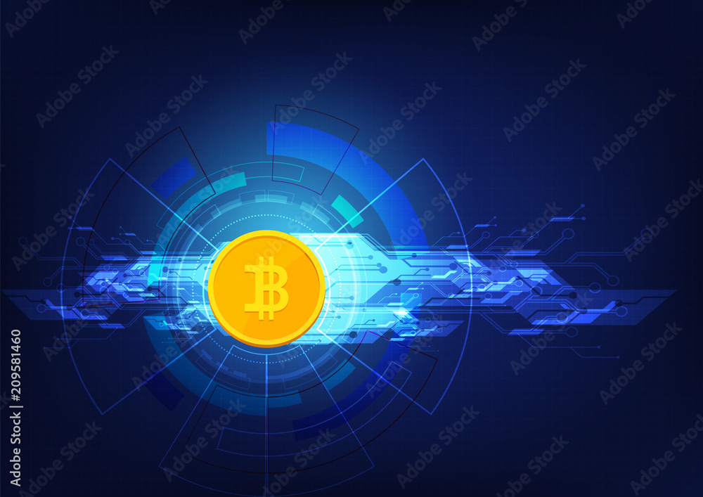Aufkleber abstract bitcoin crypto currency blockchain technology background illustration