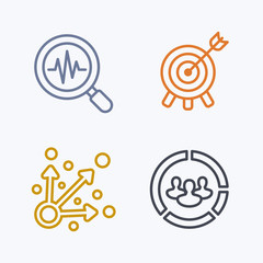 Setting Targets - Pastel Stroke Icons. A set of 4 professional, pixel-aligned icons .