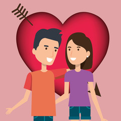 Fototapeta premium lovers couple with heart and arrow vector illustration design