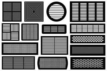 Set of different ventilations grilles isolated on white - obrazy, fototapety, plakaty