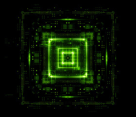 Information CPU engineering..Modern technology. Computer communications. Light effect. Big data center. Hologram. Blockchain..Super system. Smart core. Research and development. Digital signal error