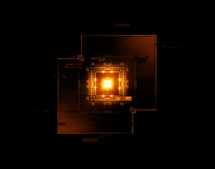 Fototapeta premium Information CPU engineering..Modern technology. Computer communications. Light effect. Big data center. Hologram. Blockchain..Super system. Smart core. Research and development. Digital signal error