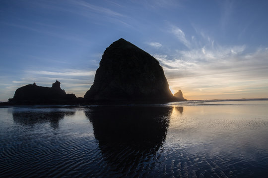 Cannon Beach Haystack Rock At Sunset